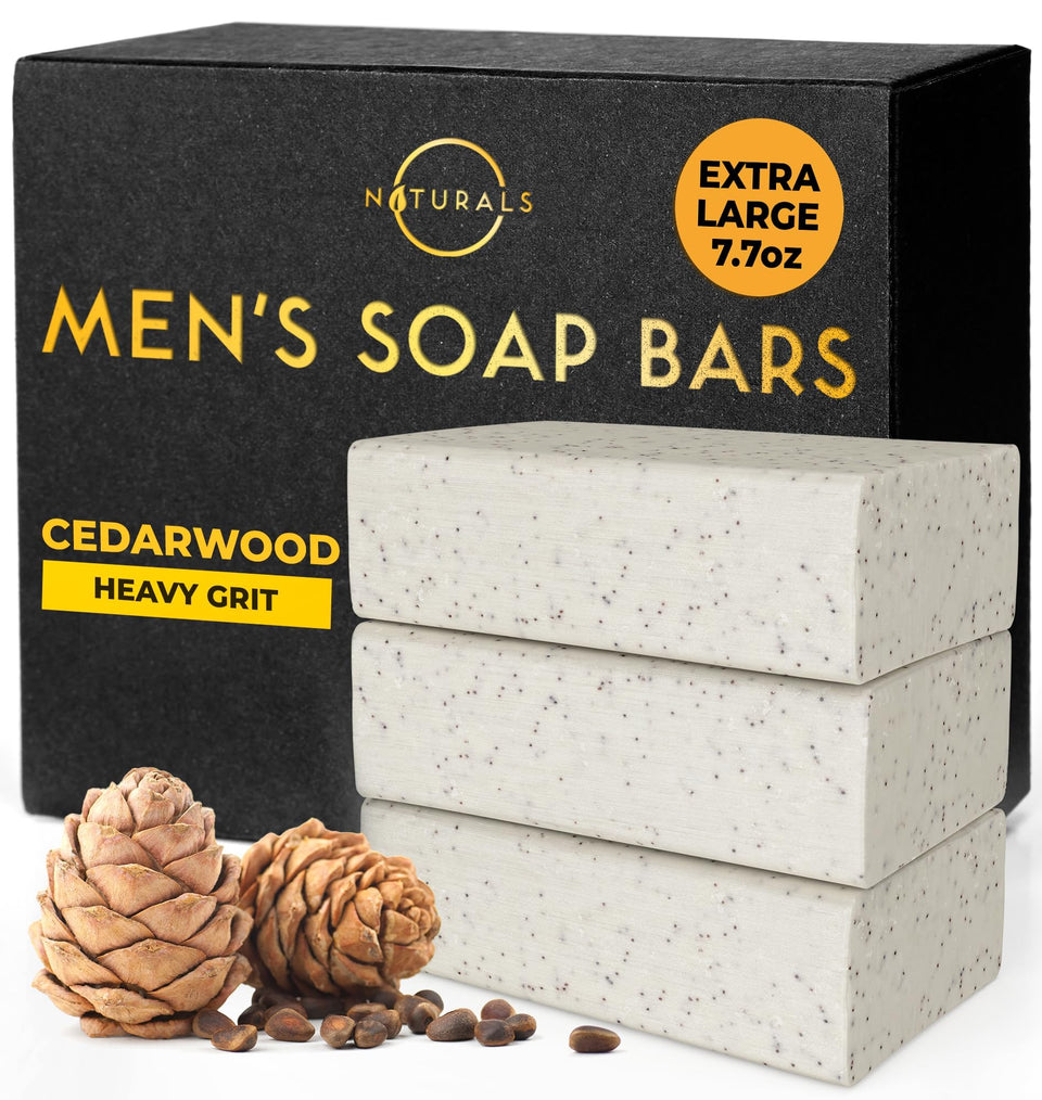 O NATURALS cedarwood soap front packaging shows size and scent benefit