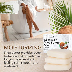 O NATURALS close-up of soap texture highlighting creamy coconut and shea butter feel