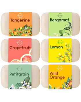 O NATURALS front packaging of citrus soap gift set showcasing six bars benefits of gifting