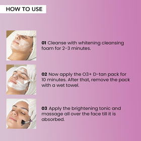 model applying O3+ facial mask demonstrating easy at-home use