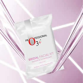 bride preparing skin with O3+ kit for radiant wedding day photos