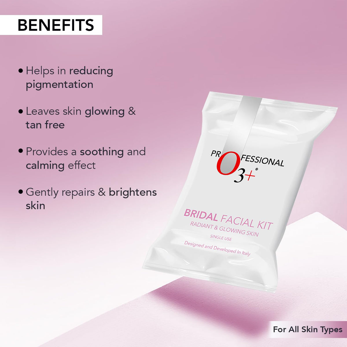 O3+ kit beside hand to show compact single-use 120g size