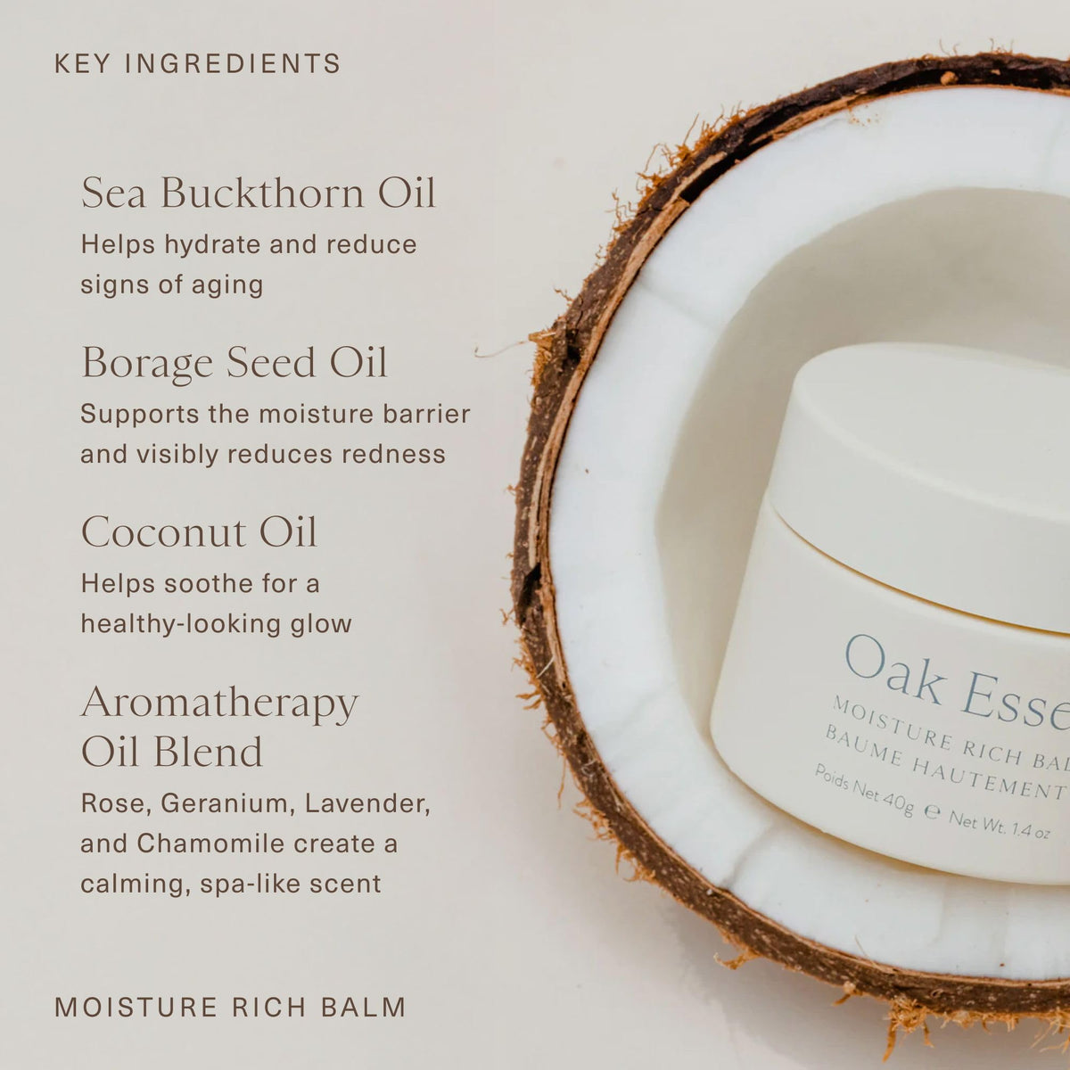 Oak Essentials jar held in hand to show compact 1.4 oz travel-friendly size