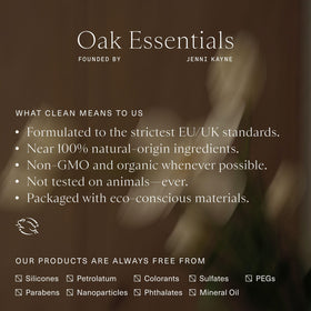 Oak Essentials in bathroom routine setup suggesting daily use and lifestyle convenience