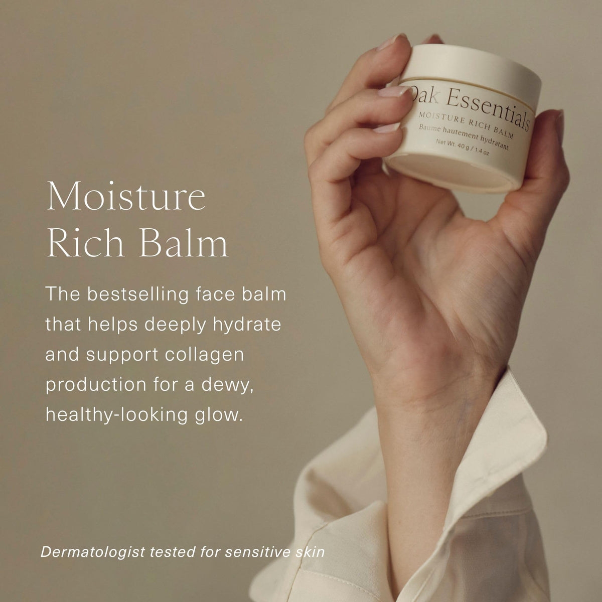 Oak Essentials open jar texture close-up showing buttery balm for deep hydration