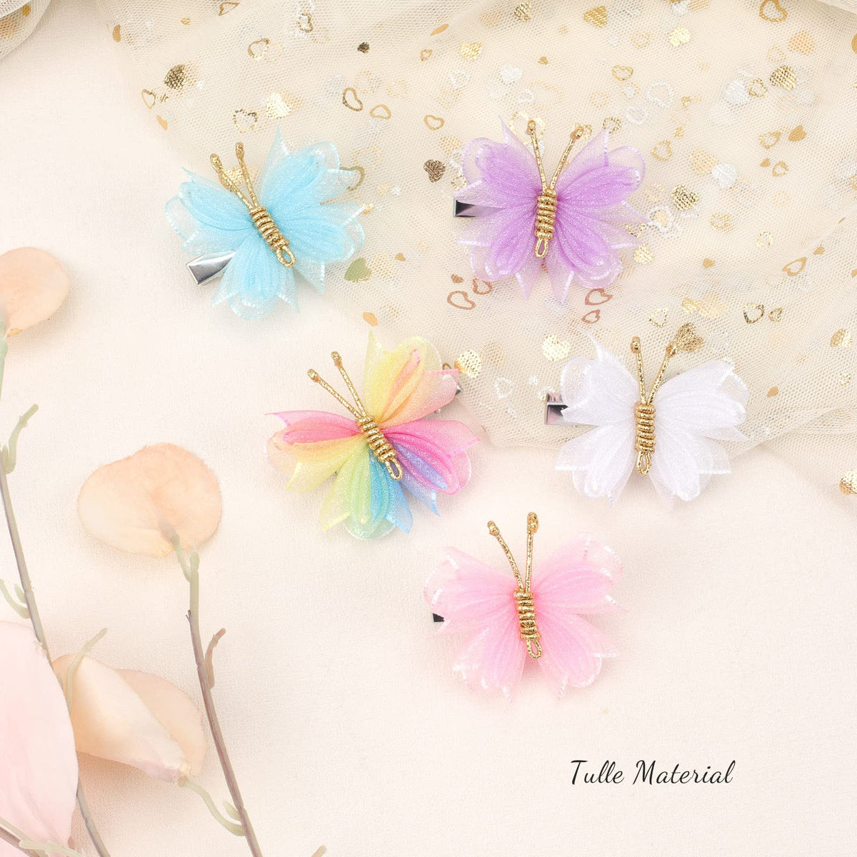 OAOLEER array of colorful butterflies laid flat showing color mix and matching options