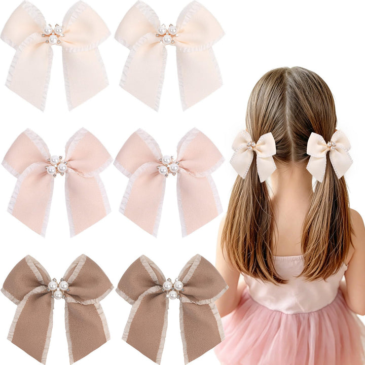 OAOLEER front view of beige bow set showing packaging and trio of colors, elegant presentation