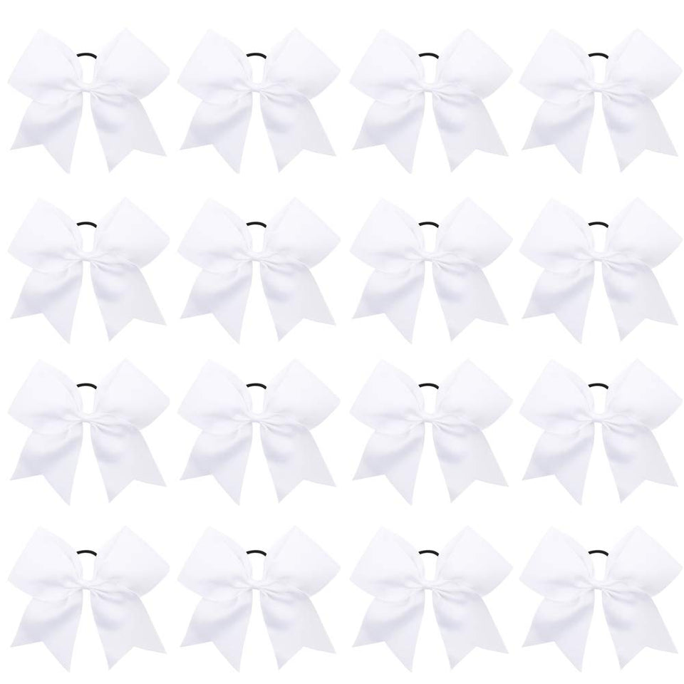 OAOLEER front view of 16 white bows showing neat packaging and team-ready look