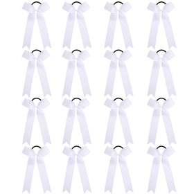 OAOLEER front view of 16-piece white cheer bows set, shows organized packaging and value