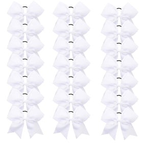 OAOLEER front view of 21-piece white cheer bows showing value and uniformity