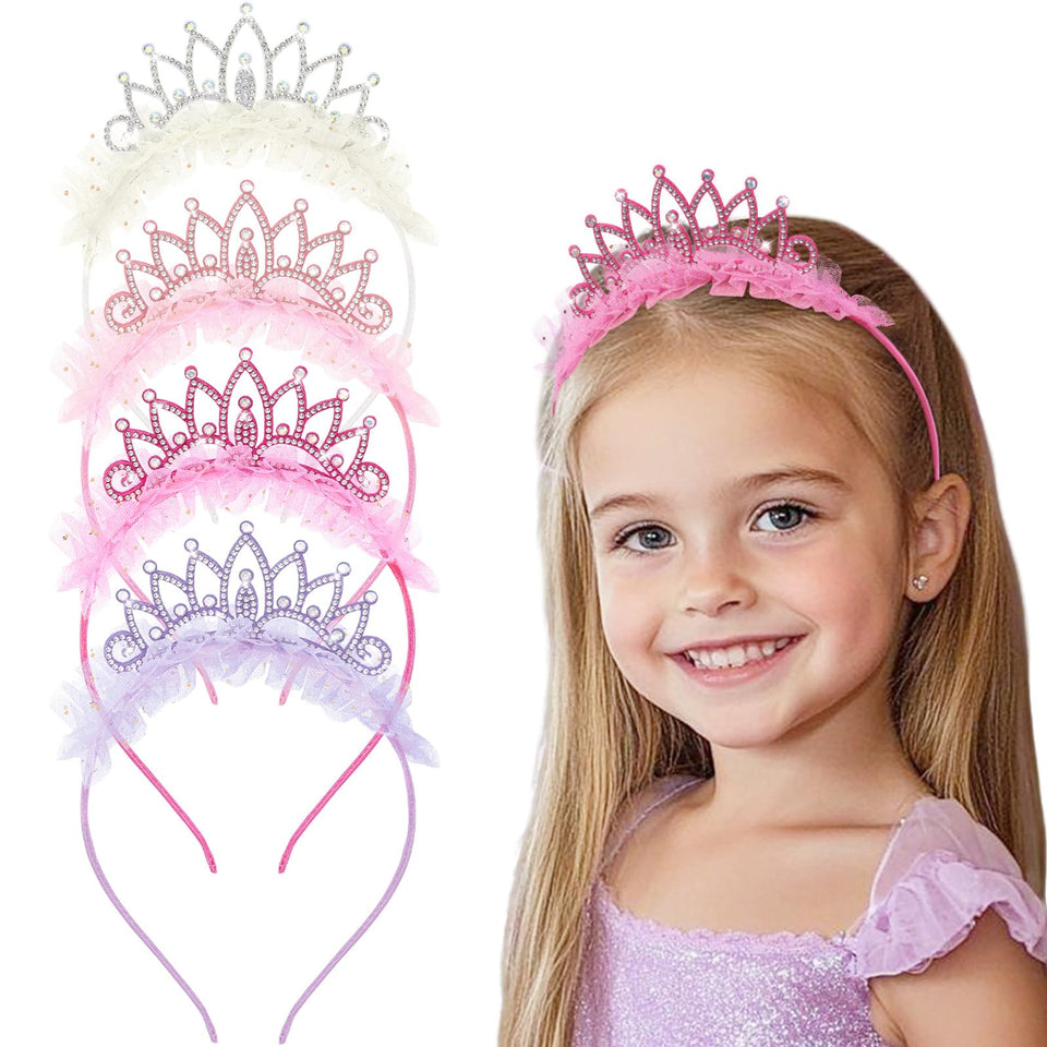 OAOLEER front view of four crown headbands showing color variety and sparkle benefits