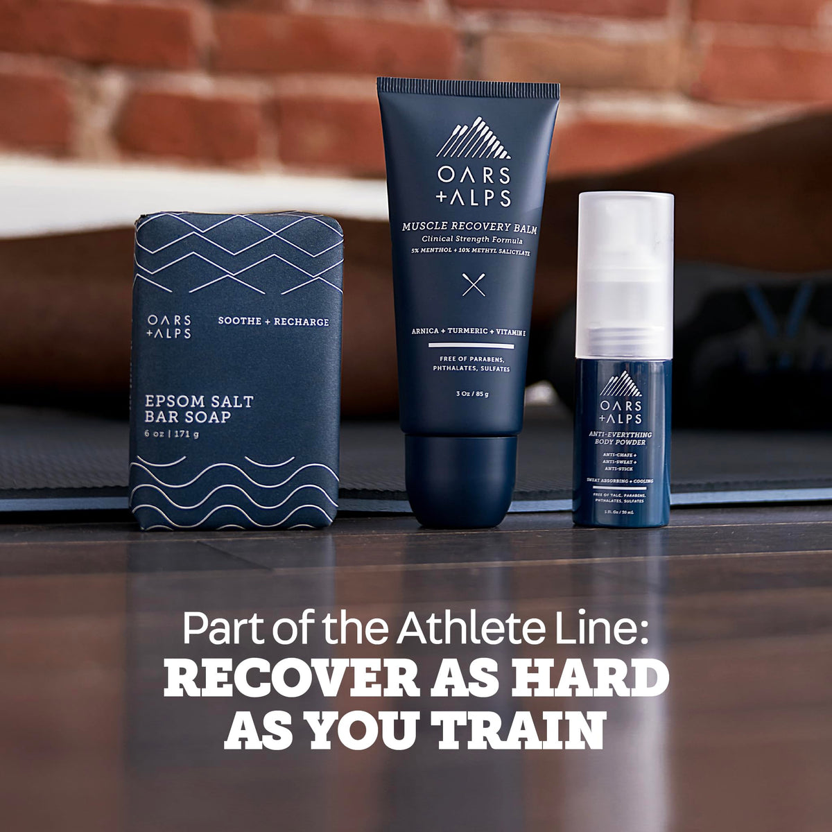 Oars + Alps bar in shower setting showing post‑workout refresh and ease of use
