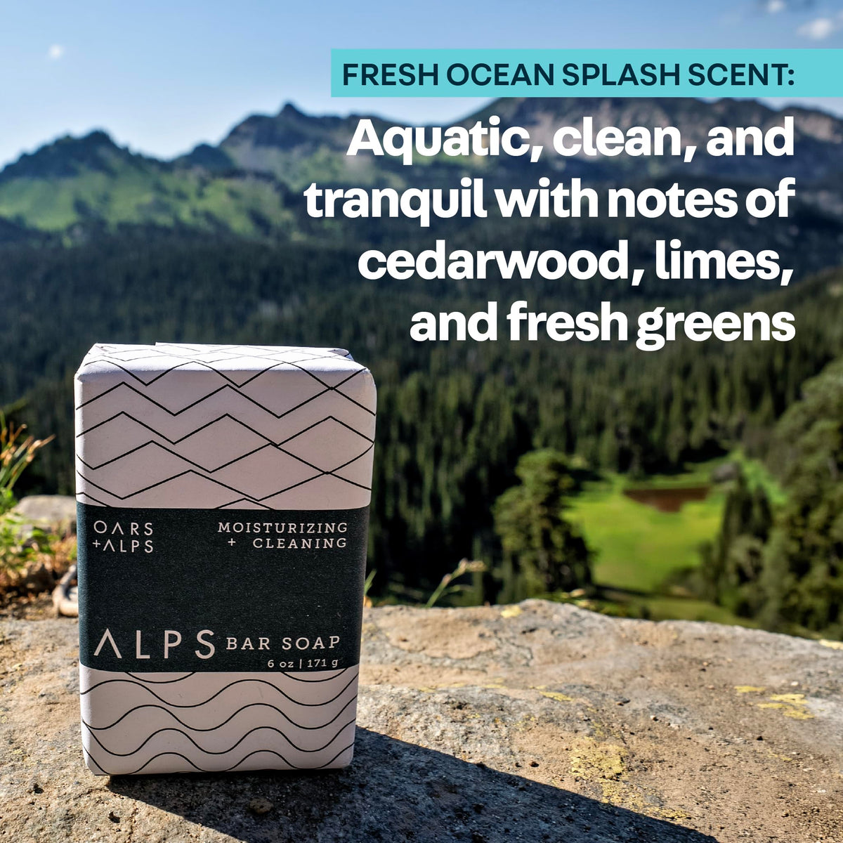 Oars + Alps bar inside a toiletry bag for TSA-friendly travel use
