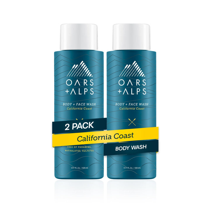 Oars + Alps front packaging showing California Coast scent and benefits