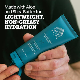 Oars + Alps cream texture close-up showing lightweight, non-greasy finish for quick absorption