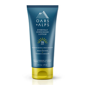 Oars + Alps front bottle view showing SPF 35 protection and clean design