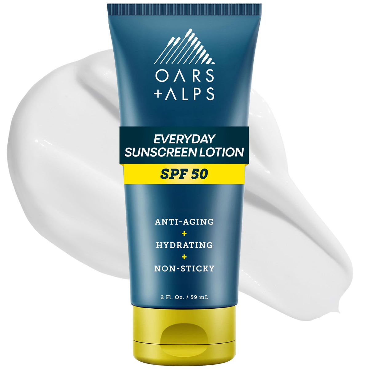 Oars + Alps front packaging 6oz showing SPF 50 protection and daily use benefit