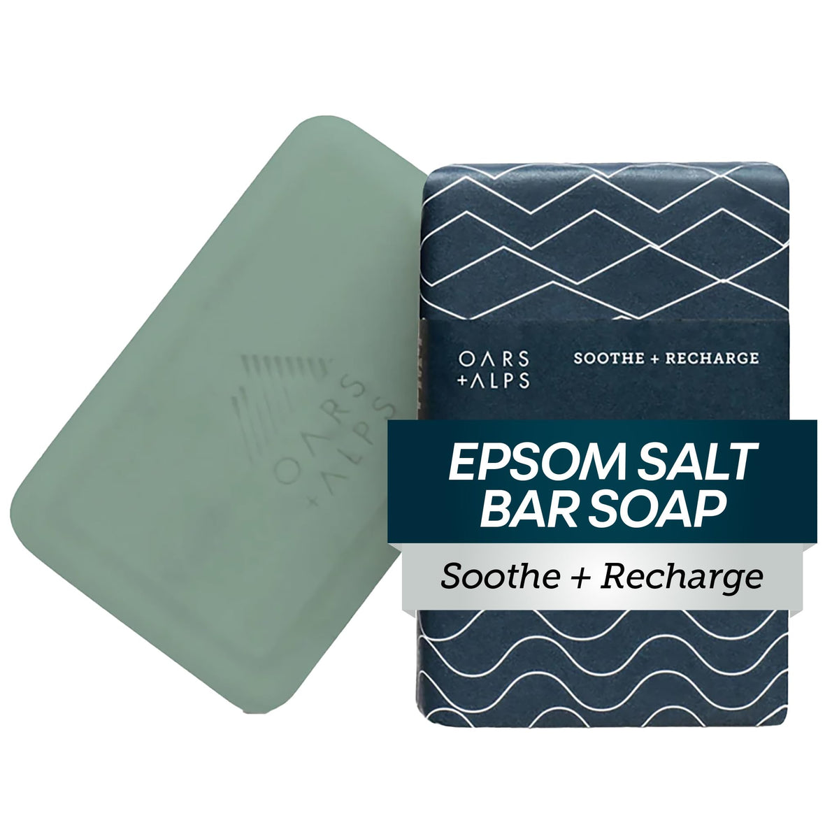 Oars + Alps front packaging view showing bar and branding for clear shelf presence