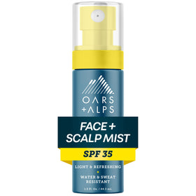 Oars + Alps front packaging showing SPF 35 and travel size benefit