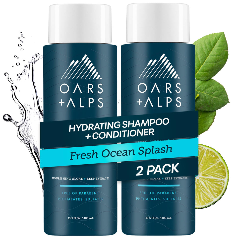 Oars + Alps front packaging showing both bottles and fresh ocean benefit