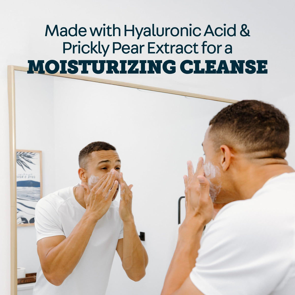 Close-up of clear hydrating gel texture with Oars + Alps for moisturizing feel