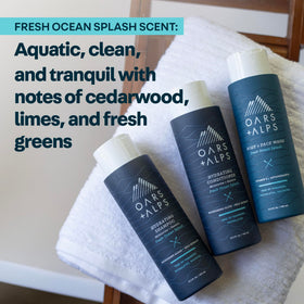 Oars + Alps grapeseed and olive oils detail indicating lightweight shine