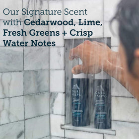 Oars + Alps in-shower use showing hair being rinsed for smoother finish