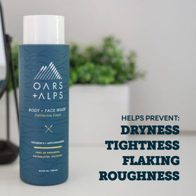 Oars + Alps label close-up highlighting ingredients and clean-formulation benefits