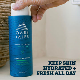 Oars + Alps pump dispensing creamy lather for effective hydration