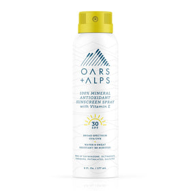 Oars + Alps sunscreen spray front view showing clean packaging and SPF 30 protection