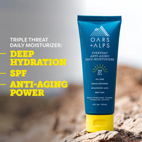Oars + Alps cream texture close-up highlighting hydrating, lightweight finish