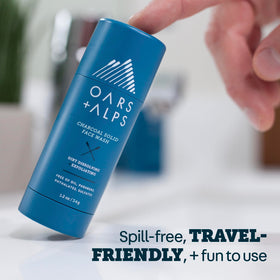 Oars + Alps product in a travel bag lifestyle shot showing TSA-friendly portability
