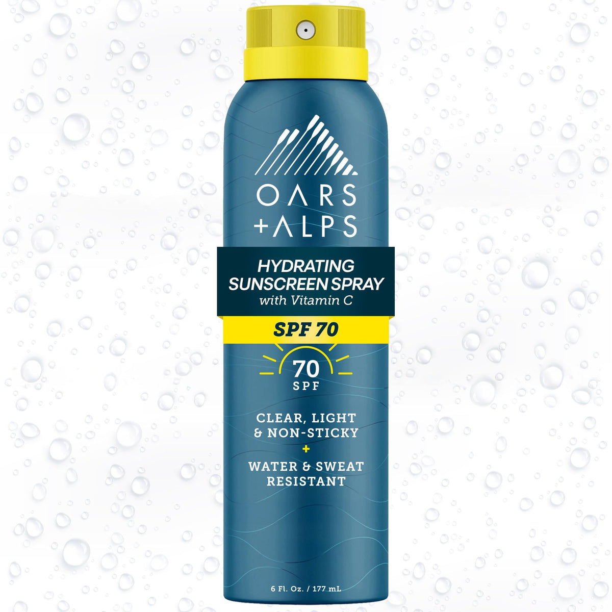 Oars + Alps front packaging showing SPF 70 protection and lightweight benefits