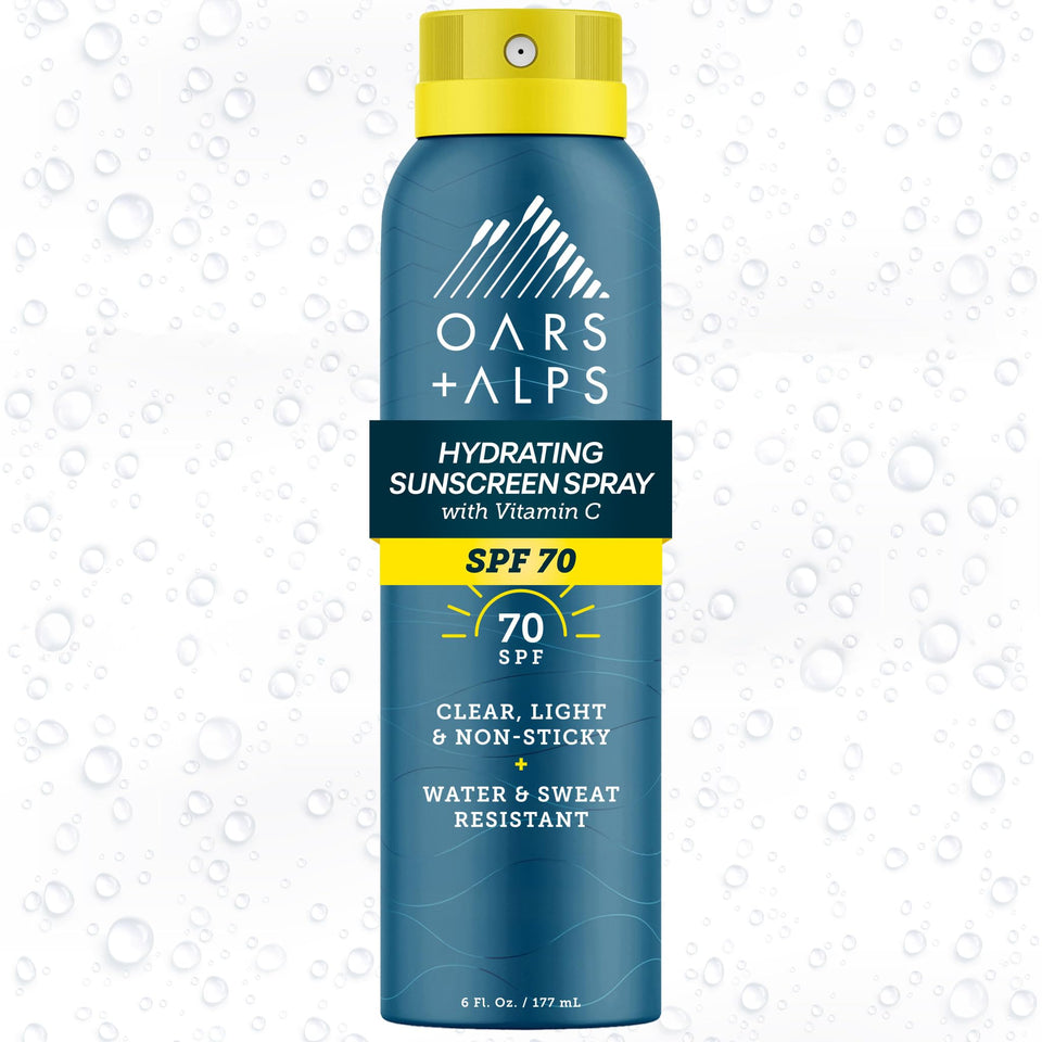 Oars + Alps front packaging showing SPF 70 protection and lightweight benefits