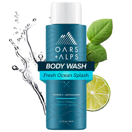 Oars + Alps front packaging showing bottle and Fresh Ocean Splash scent benefit