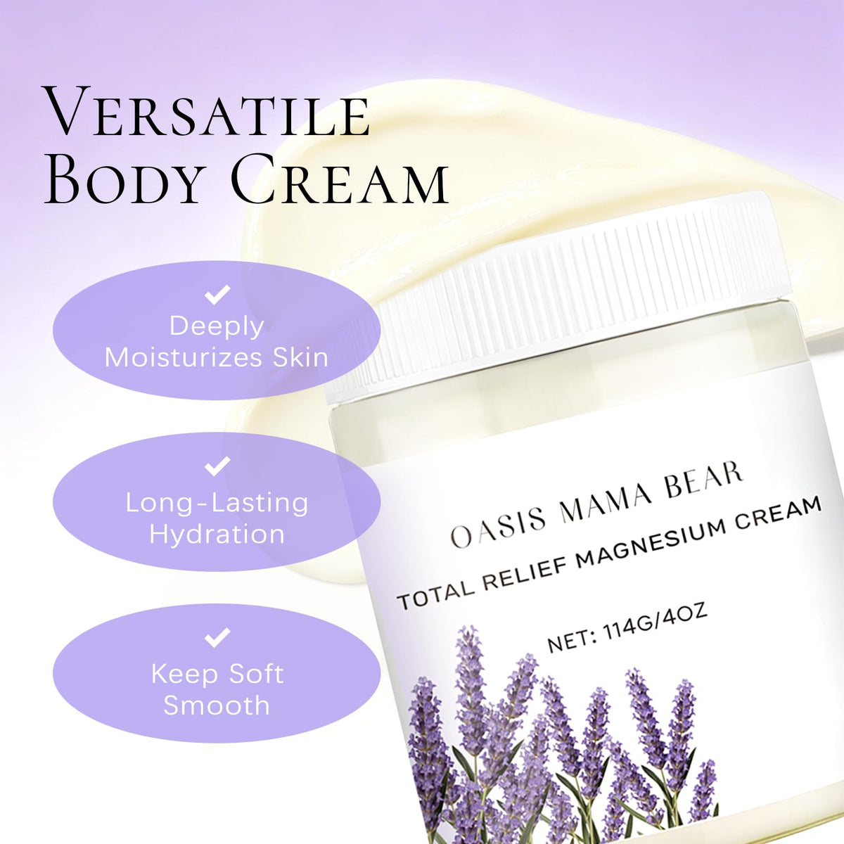 OASIS MAMA BEAR 4 oz jar next to everyday items illustrating compact size and value