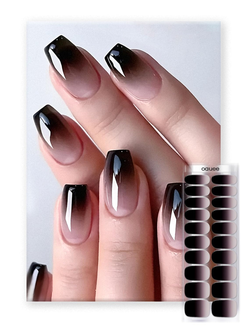 Oauee front packaging showing gradient strips and contents, clear product view