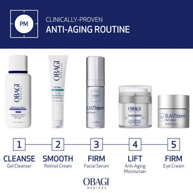 Obagi ELASTIderm on bathroom counter in a lifestyle setting promoting daily routine use