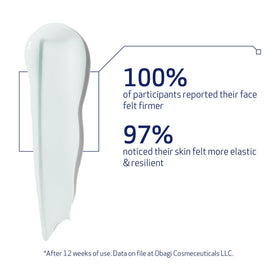 Close-up drop of Obagi ELASTIderm serum texture to show lightweight absorption benefit