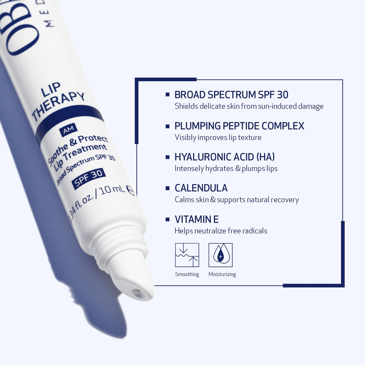 Obagi Medical size comparison with coin illustrating travel-friendly .34 oz benefit