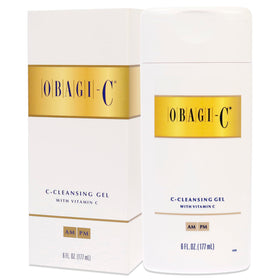 Obagi Medical cleansing gel in bathroom setting illustrating daily routine benefit