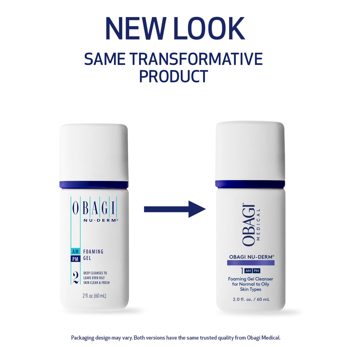 Obagi Medical pump detail highlighting easy dispensing and spill-resistant travel benefit