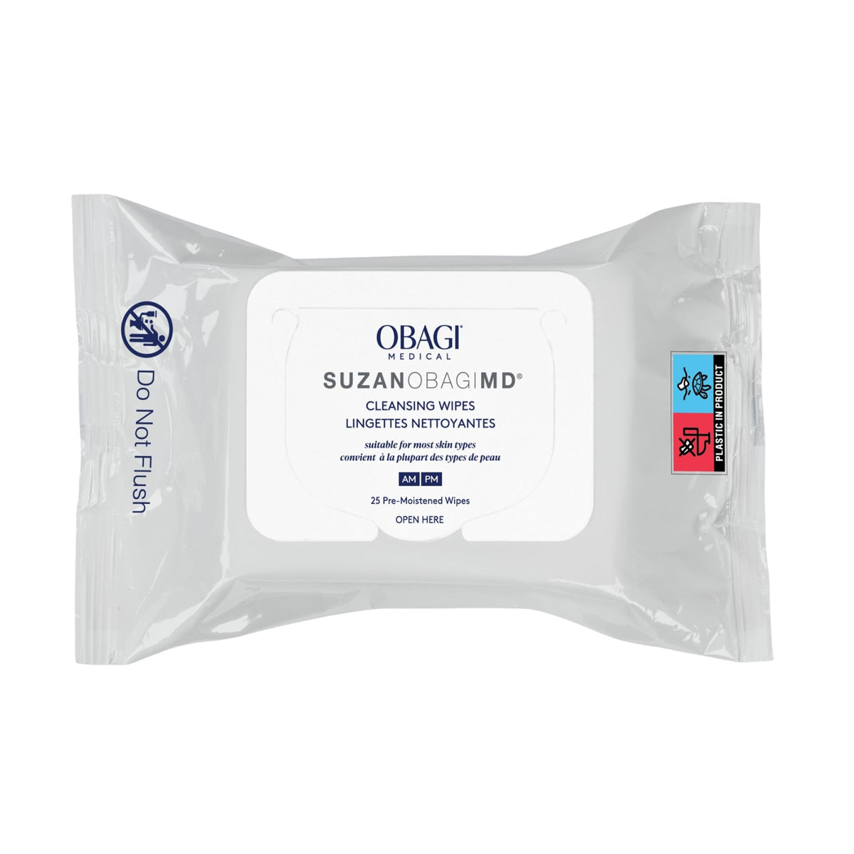 Obagi Medical front packaging showing 25-count wipes and convenience benefit