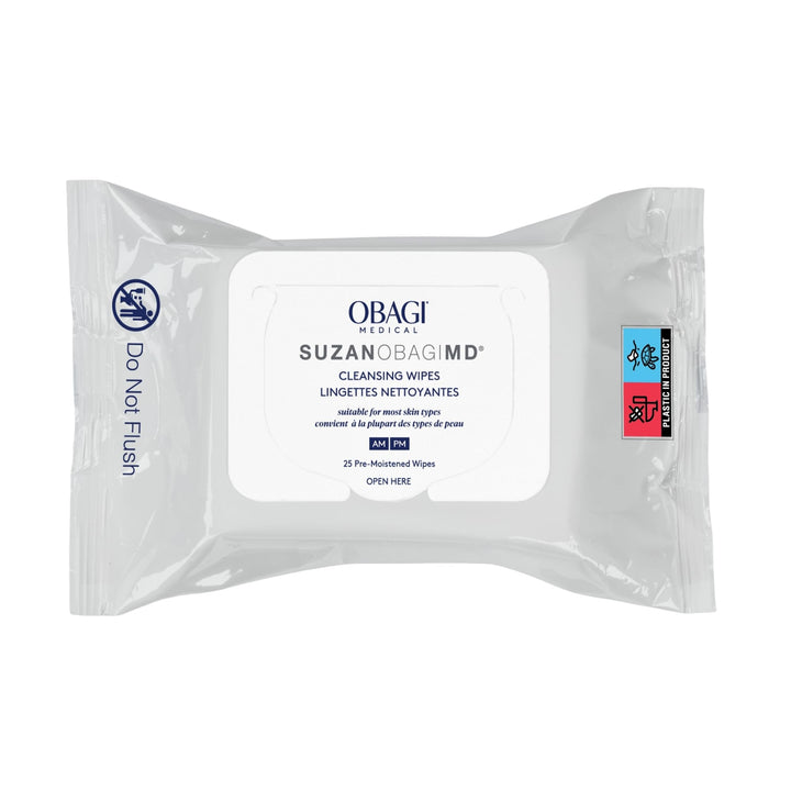 Obagi Medical front packaging showing 25-count wipes and convenience benefit