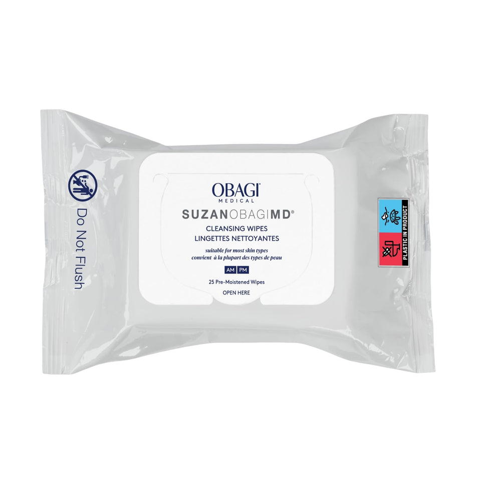 Obagi Medical front packaging showing 25-count wipes and convenience benefit