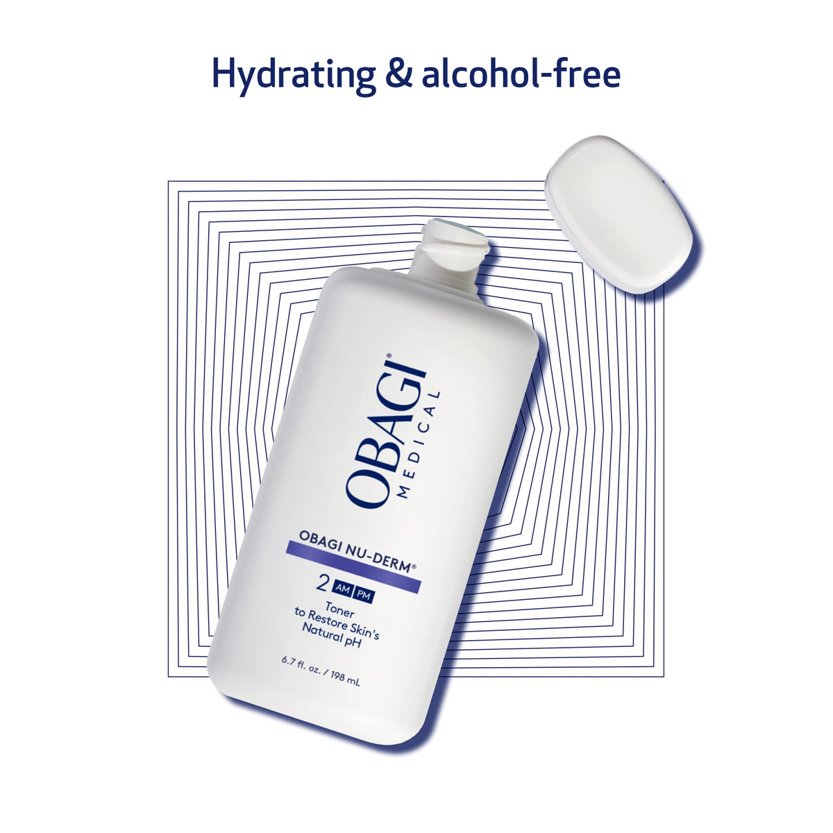 Obagi Medical toner held in hand showing 6.7 fl oz size and travel convenience