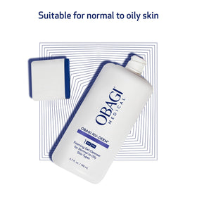 Obagi Medical Nu-Derm beside an aloe leaf showing soothing plant-based support