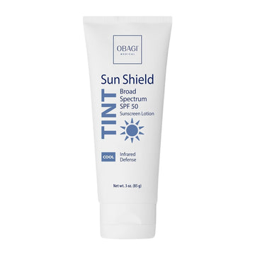 Obagi Medical tube front view showing SPF 50 and cool tint benefit
