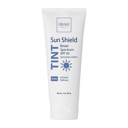 Obagi Medical tube front view showing SPF 50 and cool tint benefit