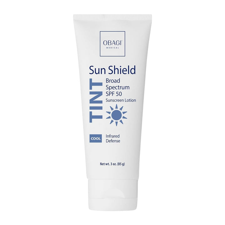 Obagi Medical tube front view showing SPF 50 and cool tint benefit